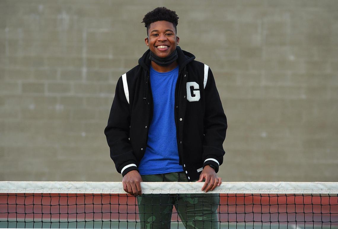 Portrait of Bears tennis player Robert Simon on Jan. 28, 2021 at the Olympia HS tennis courts