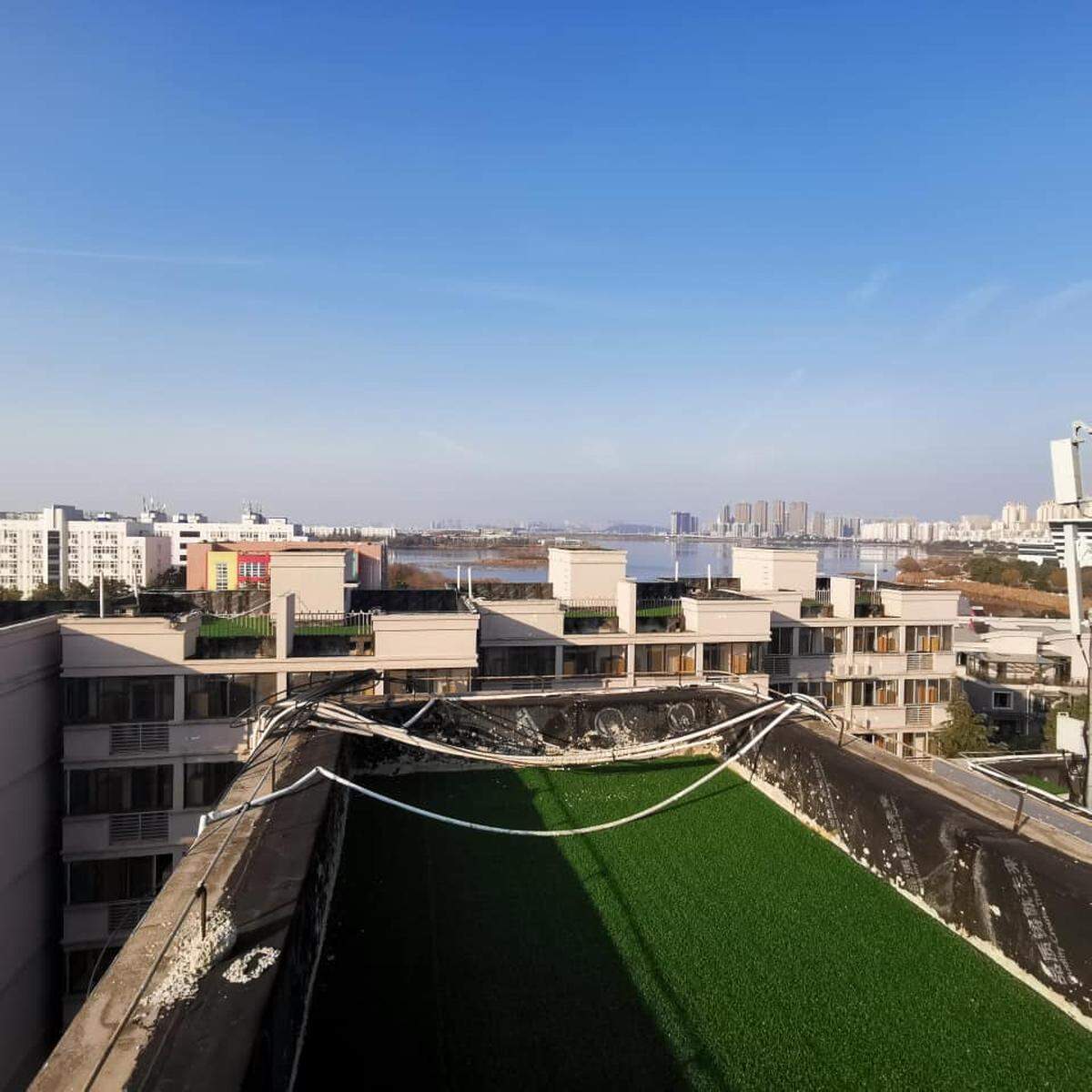 A rooftop view of from university housing in Wuhan, where Jacob Dominguez-Nelson, 24, is under quarantine during the coronavirus outbreak. Jan. 31, 2020
