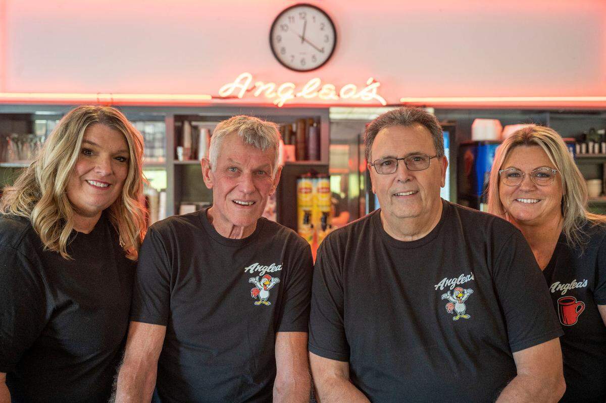 John and Lori Fraizer (right) bought Anglea’s from Lori’s parents in 1991. As they retire, friends Teresa and Joe Maycumber (left) are taking over this Tacoma diner, which has served Midland since 1947.