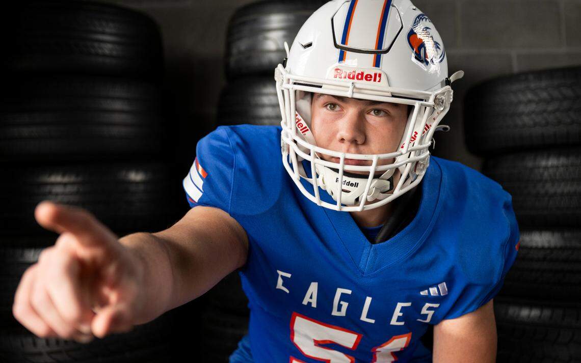 The News Tribune 2024 All-Area first-team offensive line selection Douglas Peterson, Graham-Kapowsin, poses for a portrait at Mount Tahoma High School, on Sunday, Dec. 8, 2024, in Tacoma.