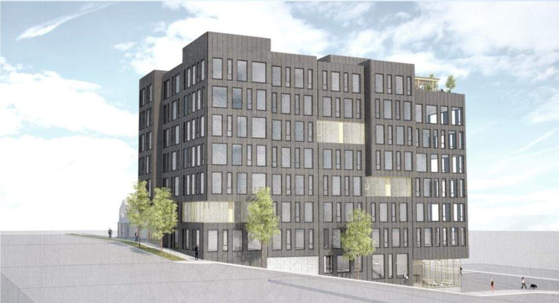 Rendering of Analog Apartments, a 115-unit building at 1351 Fawcett Ave. According to Ethos Development’s website, Analog “will have interiors reminiscent of the coming of age of the music video.”