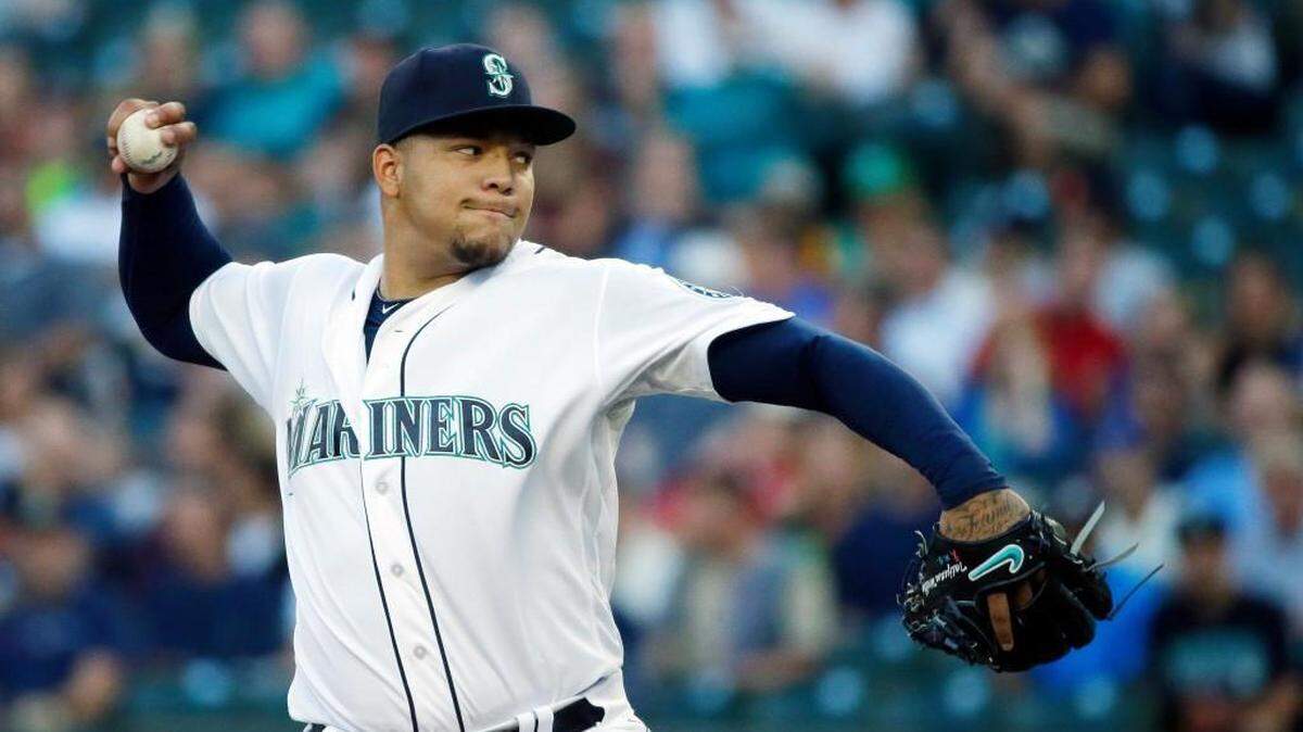Former Seattle Mariners starting pitcher Taijuan Walker throws against the New York Yankees in the first inning of a baseball game, Tuesday, Aug. 23, 2016, in Seattle.