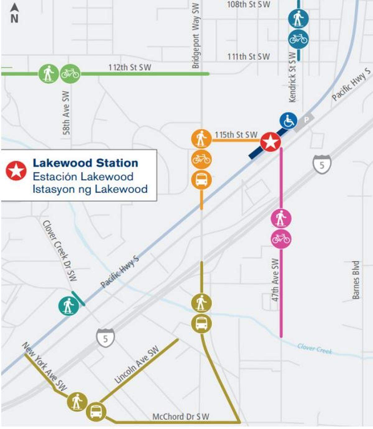 On its website, Sound Transit shows this map of possible improvements surrounding its Lakewood Sounder station.