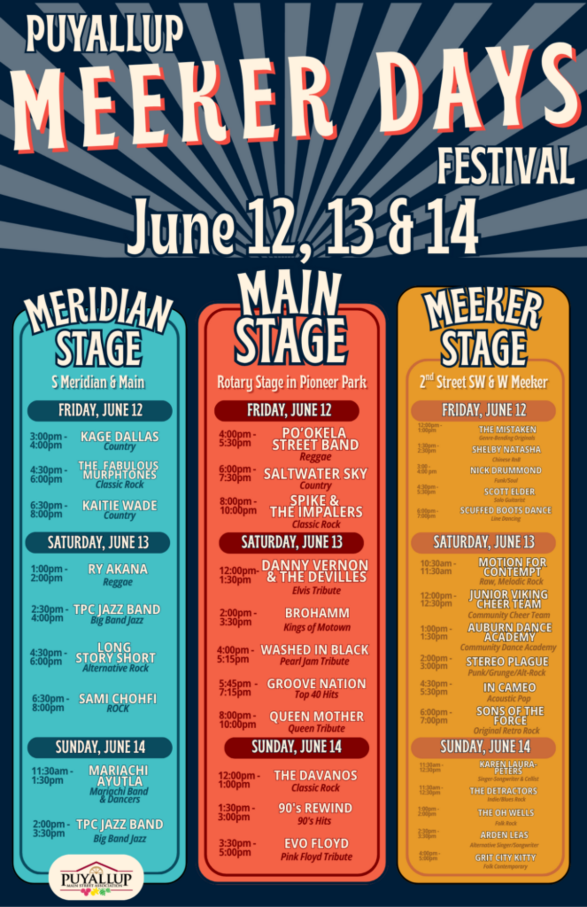 The band line up for the Meeker Days Festival from June 12-14.