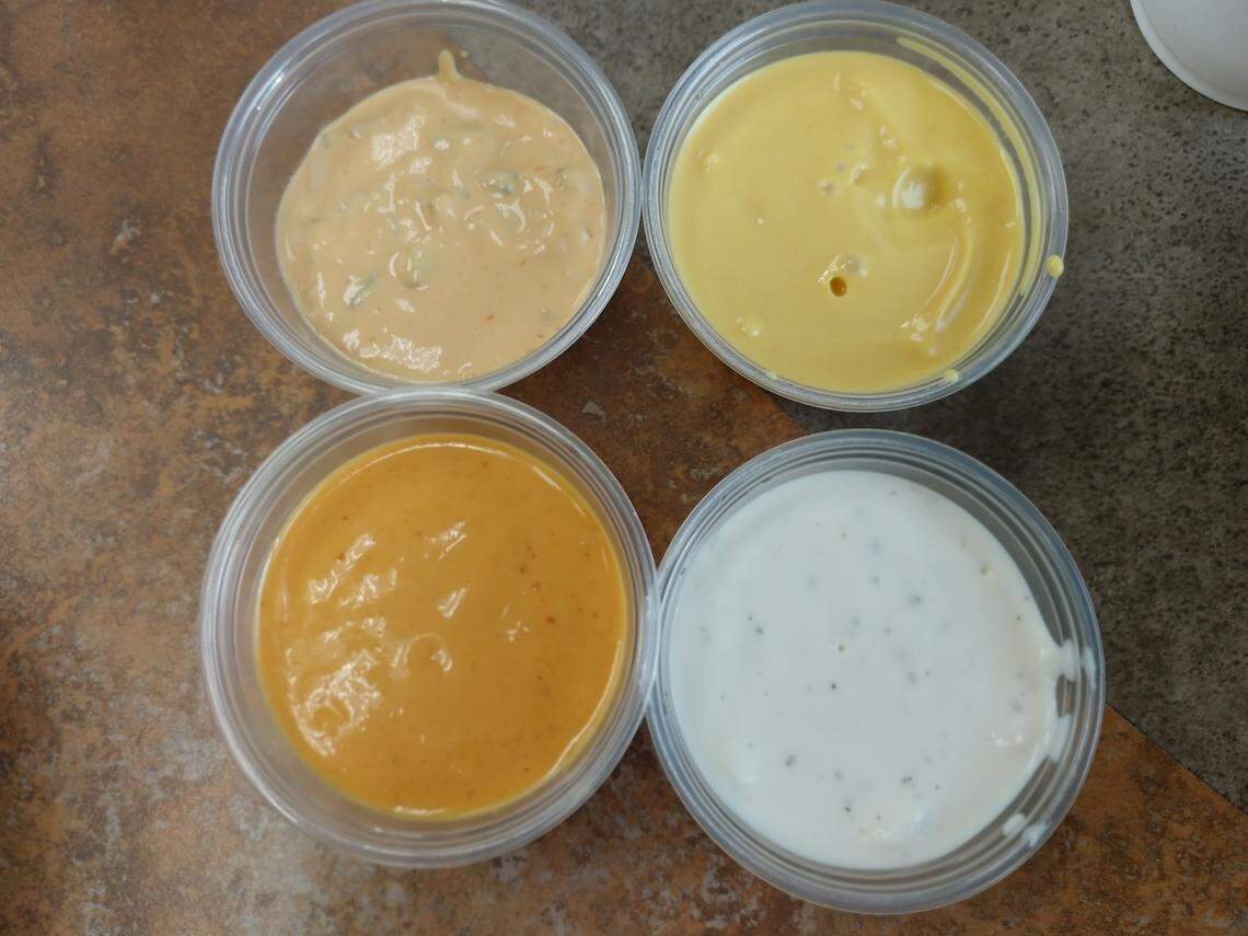 Build-A-Burger in Tacoma offers a choice of sauces for dipping fries or to flavor a burger.