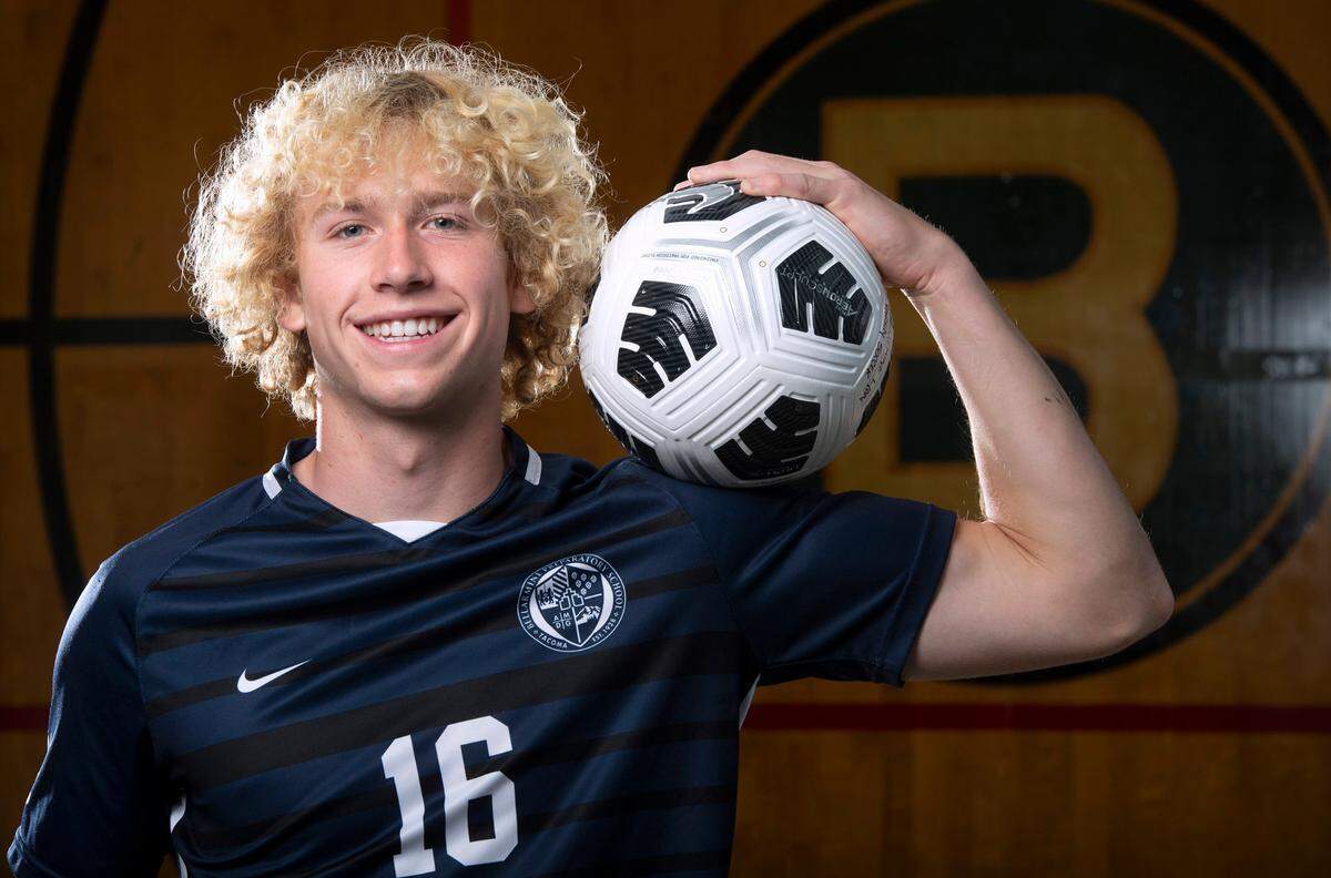 Bellarmine junior defender Liam Miller is The News Tribune’s All-Area Boys Soccer Player of the Year. He is shown at Bellarmine High School in Tacoma, Washington on Thursday, June 9, 2022.