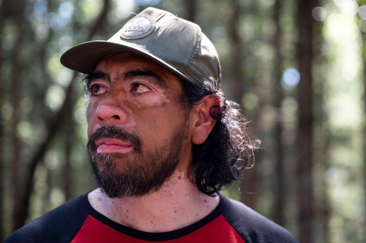 J.R. Marquez, 48, pauses for a moment while talking about the situations that brought him to be living in a homeless encampment in the 9700 block of Steele Street South on far south end of Tacoma on Thursday, May 25, 2023.