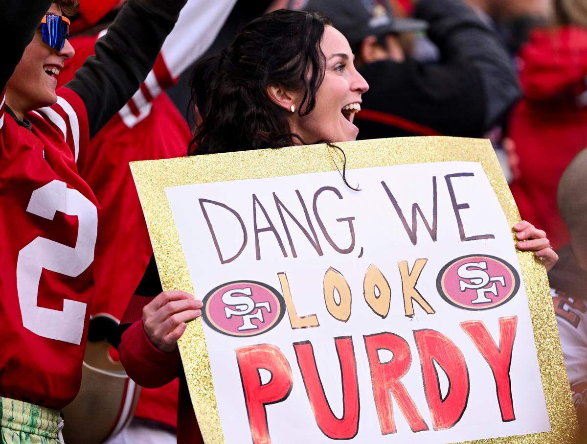 San Francisco 49ers fans cheer during the second quarter of the game between the Seattle Seahawks and the San Francisco 49ers at Lumen Field, on Thursday, Oct. 10, 2024, in Seattle, Wash.