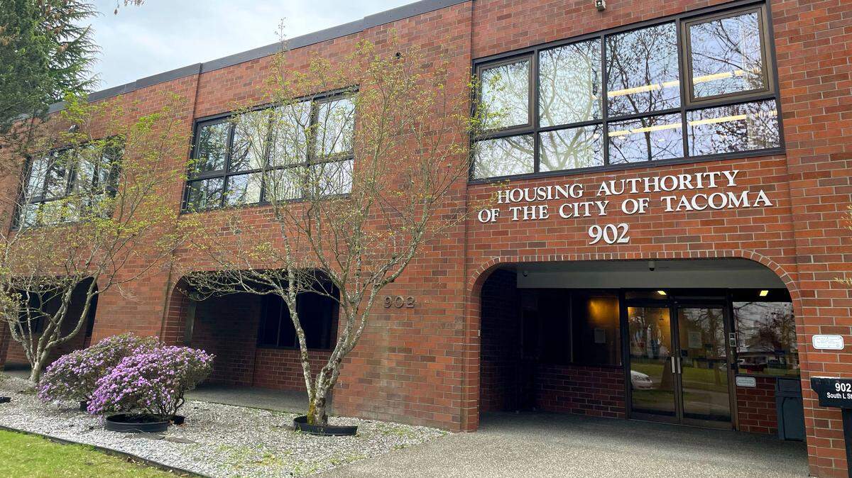 An exterior view of the Housing Authority of the City of Tacoma building at 902 South L Street on May 1, 2023.