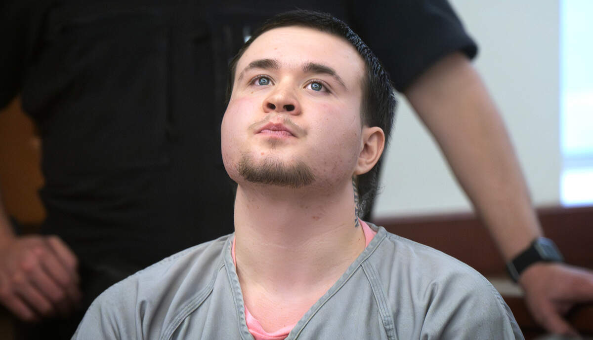 Brodey Drew Brownell, 19, appears in Pierce County Superior Court in Tacoma, Washington, on Friday, Dec. 6, 2024, to be sentenced following his guilty plea to first-degree murder in the July 2023 beating and stabbing death of Leonard Williams in Lakewood.