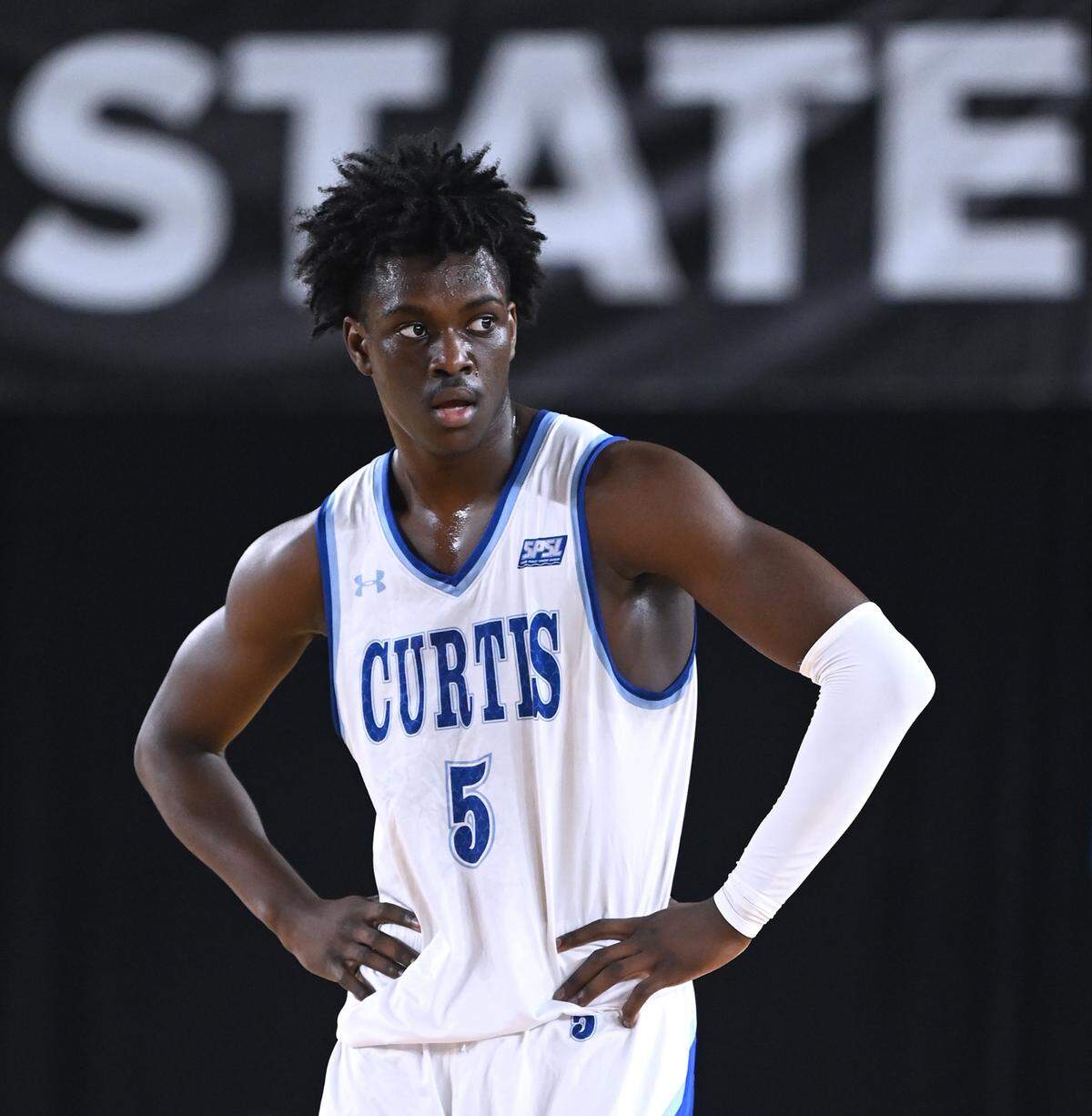 Curtis junior Zoom Diallo during the state quarterfinal game at the WIAA state basketball tournament in the Tacoma Dome in Tacoma, Washington, on Wednesday, March 1, 2023.
