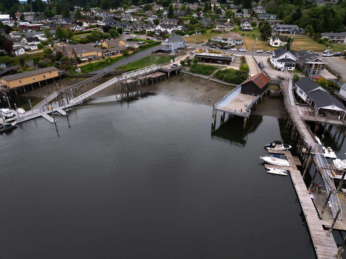 The proposed location of the Commercial Fishing Homeport, which would allow 17 commercial fishing vessels to dock, on Thursday, June 26, 2025, in Gig Harbor, Wash.