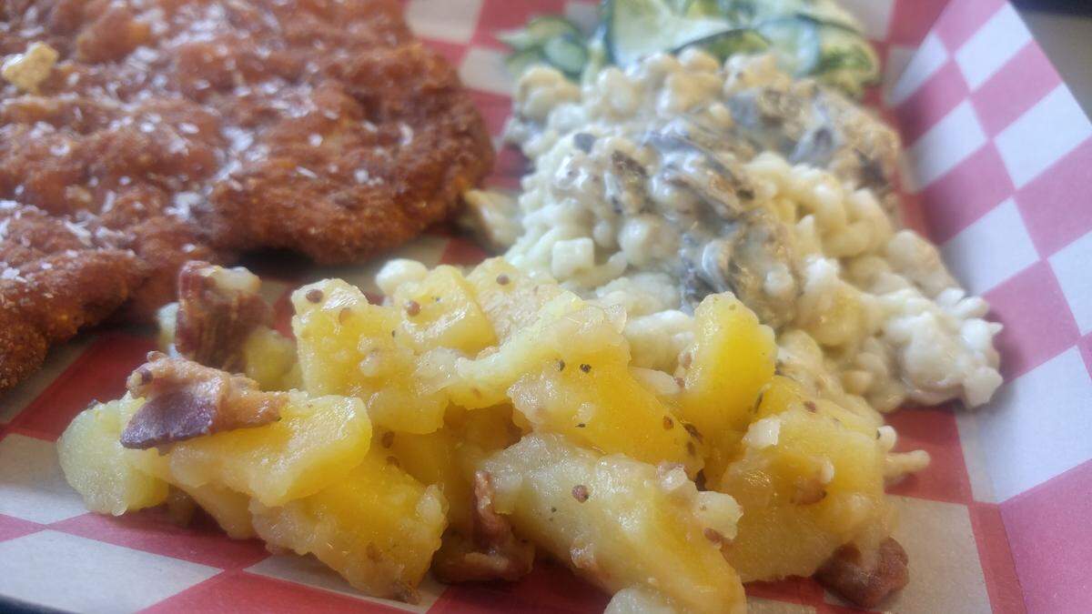 The warm German potato salad with bacon and a mustard vinaigrette from Itty Bitty Schnitty.