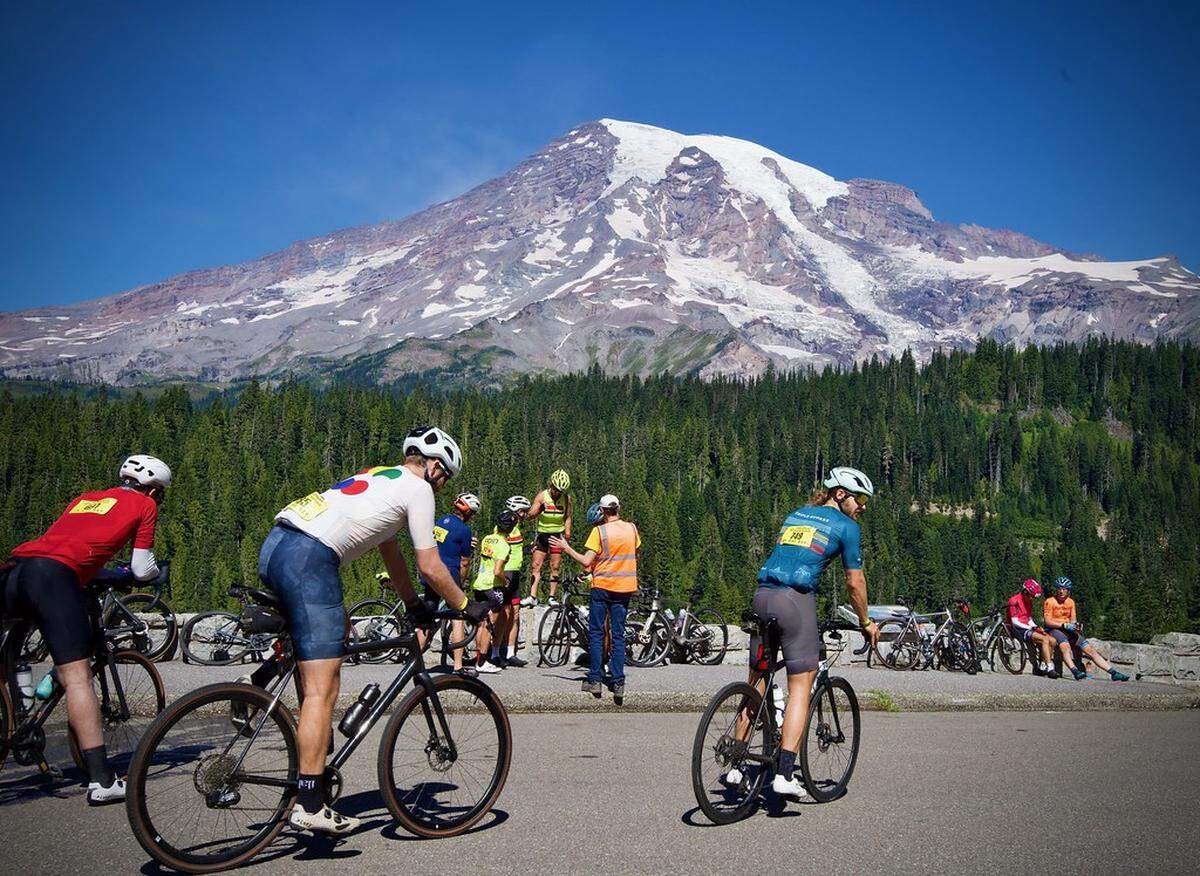 Cyclists on a break during the 2024 RAMROD.