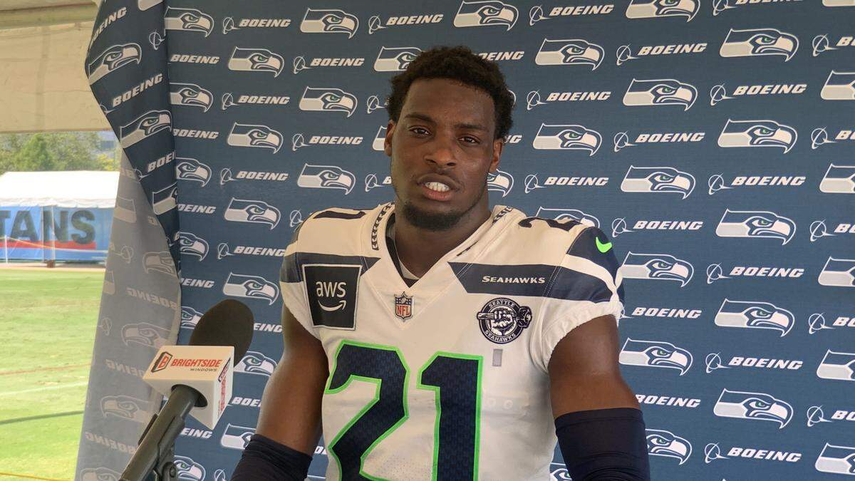 Devon Witherspoon after his starring performance with two interceptions in the second and final joint practice between his Seahawks and the Tennessee Titans in Nashville, Aug. 15, 2024.