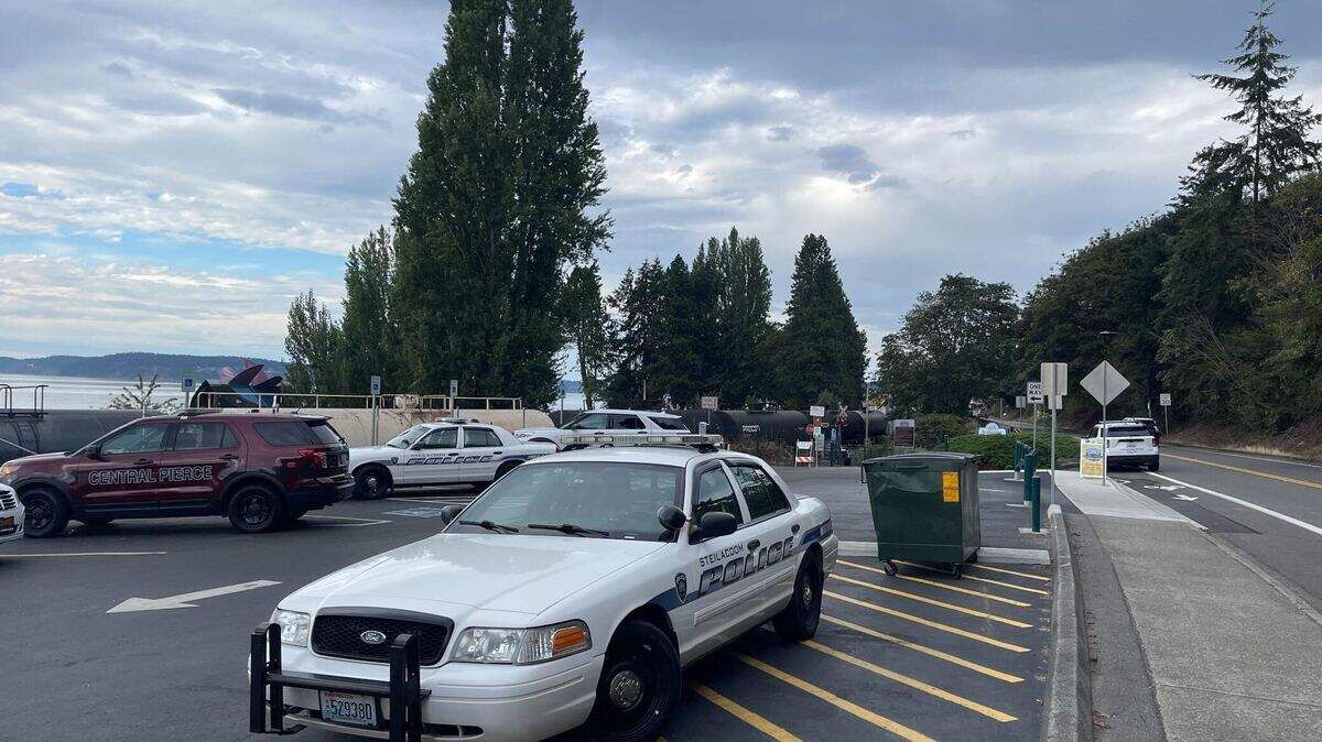 Steilacoom Police vehicles responded after a train hit and killed a woman Aug. 26. near Sunnyside Beach Park.