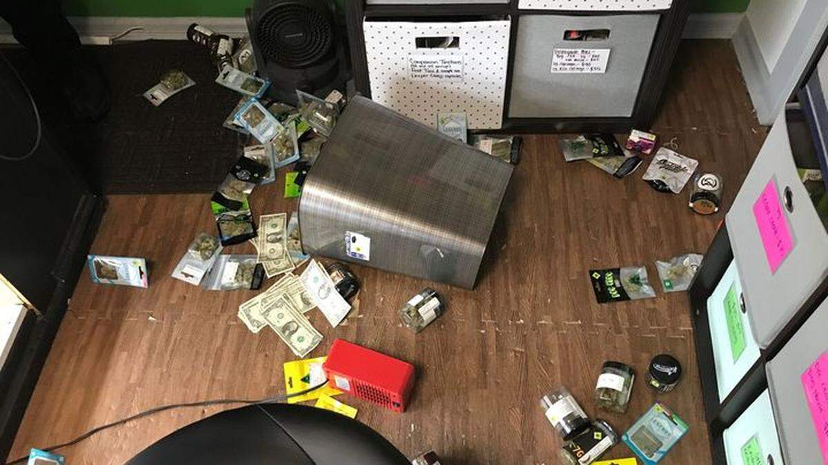 This is the scene of a marijuana store in Spanaway that was robbed on Thursday, Nov. 18, 2021.