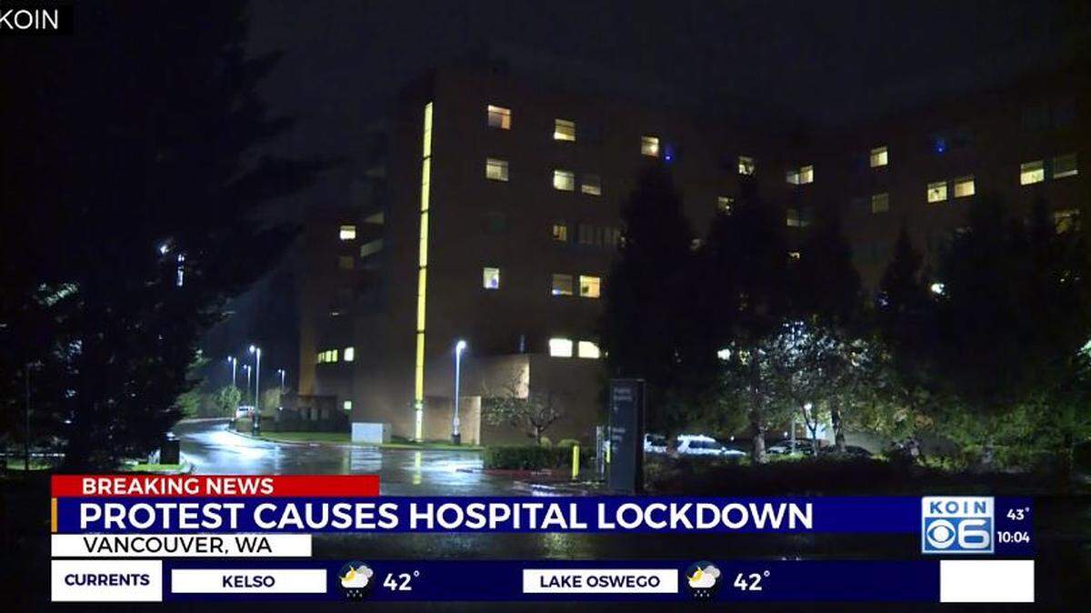 Protesters who claimed a woman was being held against her will for refusing a COVID test locked down a Vancouver, Washington, hospital.