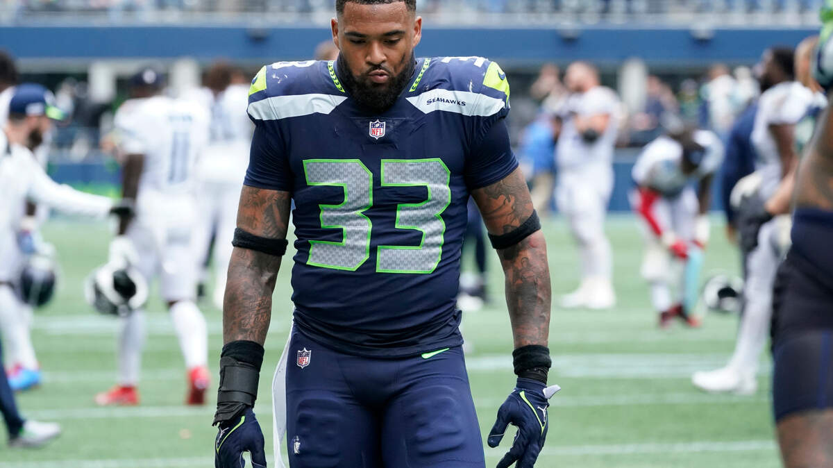 Seattle Seahawks strong safety Jamal Adams walks off the field after the Seahawks lost 33-30 to the Tennessee Titans during in overtime an NFL football game, Sunday, Sept. 19, 2021, in Seattle. (AP Photo/Elaine Thompson)
