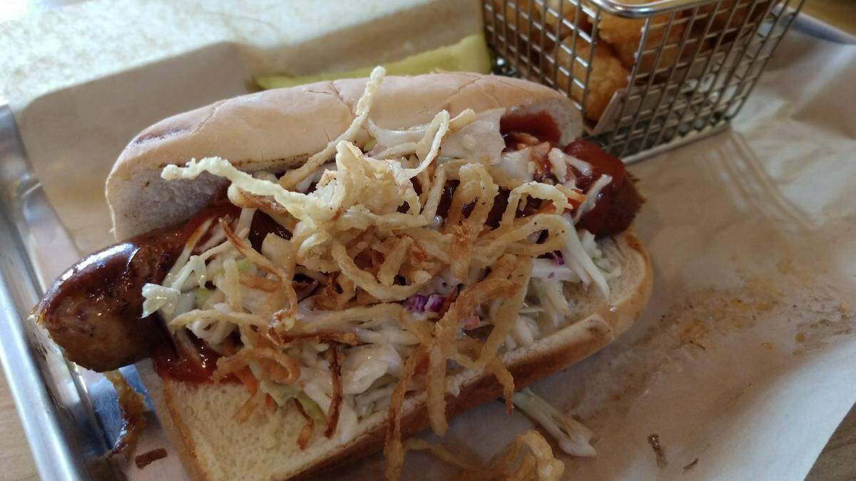 The bacon dog from Two Town Saloon & Eatery.