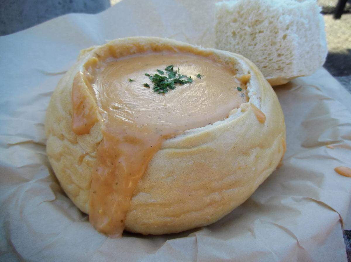 Crab bisque from the Basecamp stand at Cheney Stadium.