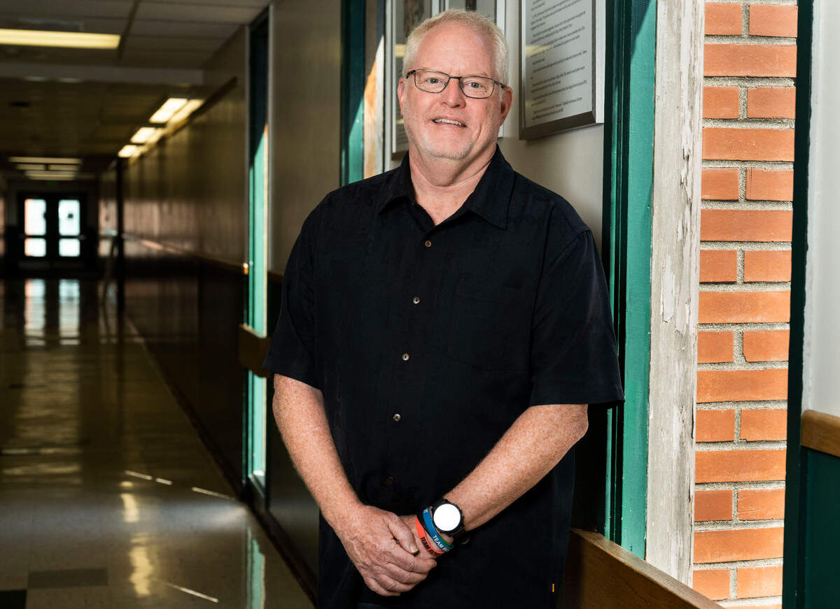 Peninsula High School principal Mike Benoit poses for a portrait at the school in Gig Harbor, Wash. on August 12, 2022.