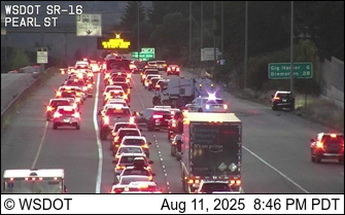 It’s a miserable drive on westbound State Route 16 after a second wreck near Pearl Street adds to previous congestion from a wreck on the westbound Tacoma Narrows bridge.