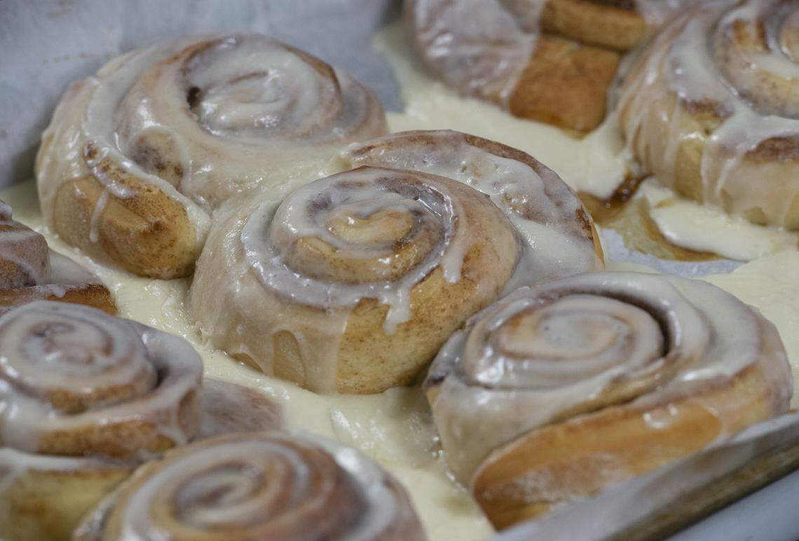 Peggy’s Cinnamon Rolls made by son Joe Waldherr at Anglea’s restaurant in Midland.
