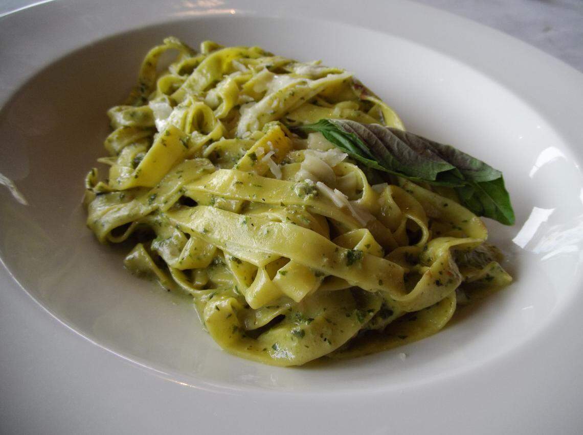 Tagliatelle pesto from Macaluso’s Italian Restaurant in Ruston.