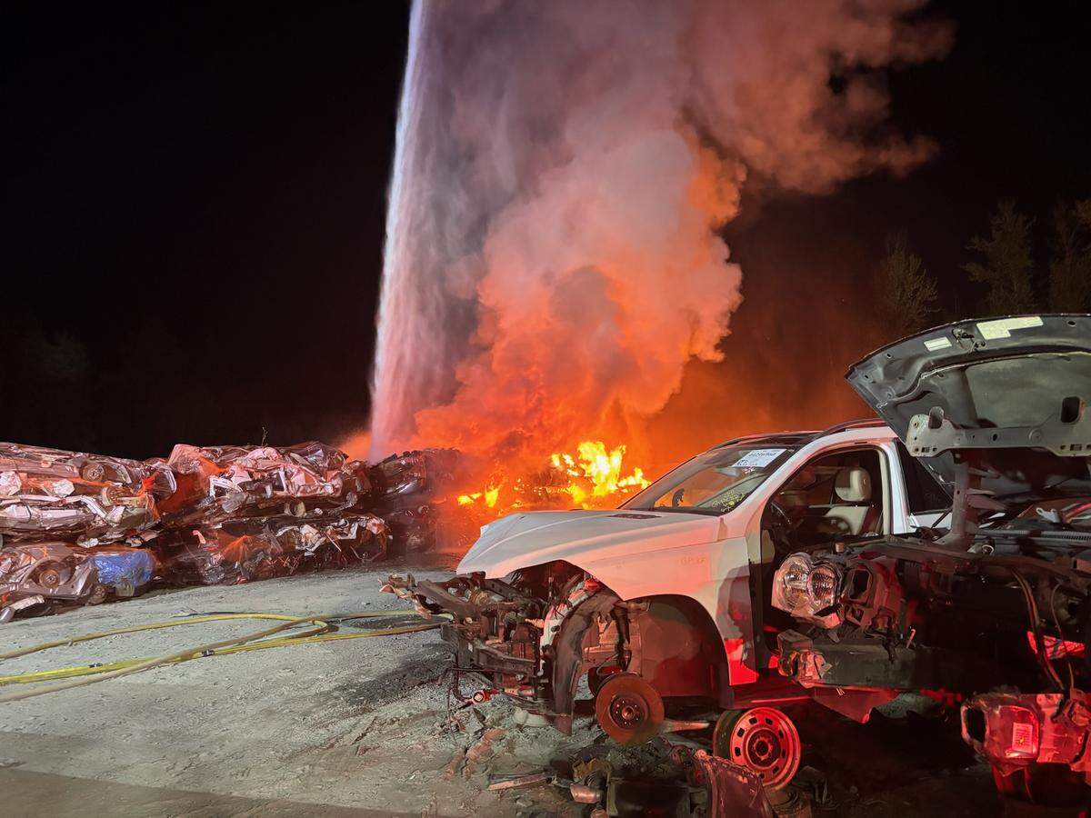 Firefighters in Graham were on scene for a fire and explosions at a wreck yard on April 29, 2026.
