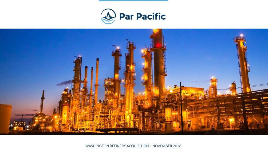First page of Par Pacific’s online presentation of U.S. Oil and Refining acquisition.