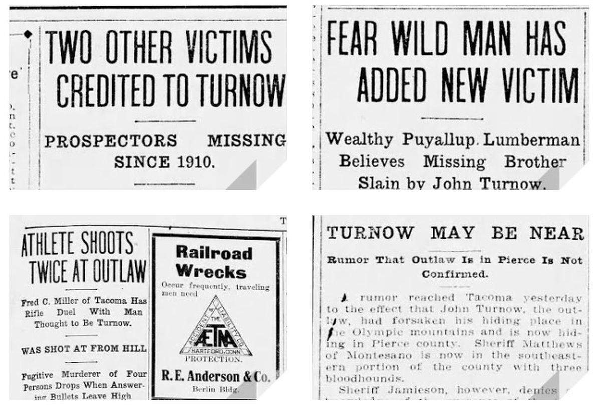 Tacoma newspaper coverage of the John Tornow saga from 1911-1913.