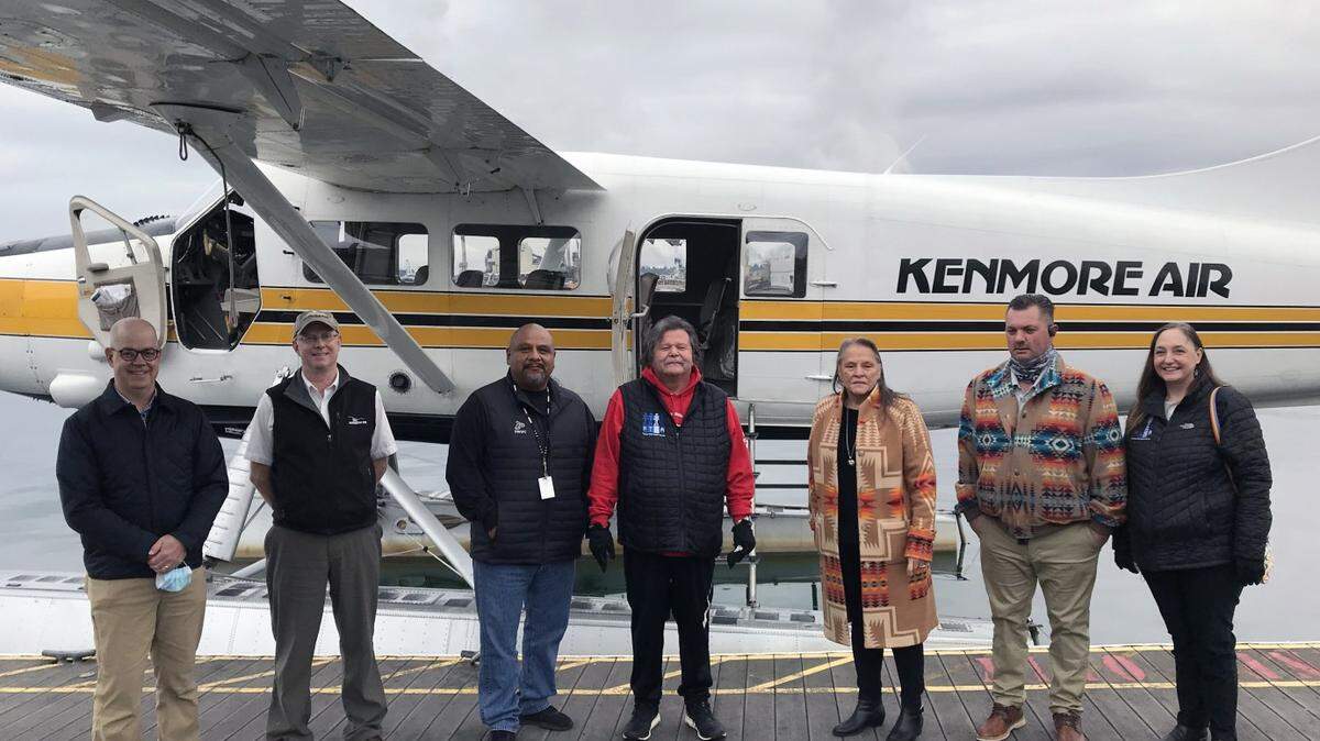 Members of the Puyallup Tribal Council met with Kenmore Air officials earlier this year. The Tribe and the air service announced plans for a seaplane service to launch in 2023 in Tacoma.