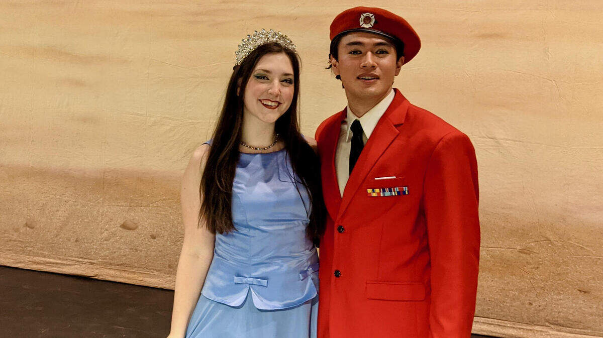 Cleopatra performed by Ellie O’Brien (left) and Caesar, performed by Arthur Keast in Pacific Lutheran University Opera’s production of “Julius Caesar” by G. F. Handel.