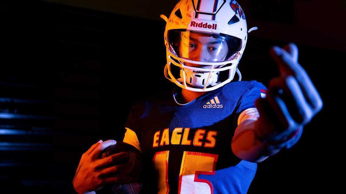 Graham-Kapowsin High School quarterback Daveon Superales, who is The News Tribune’s 2023 All-Area football player of the year, poses for a portrait at Graham-Kapowsin High School, Thursday, Dec. 7, 2023, in Graham, Wash.