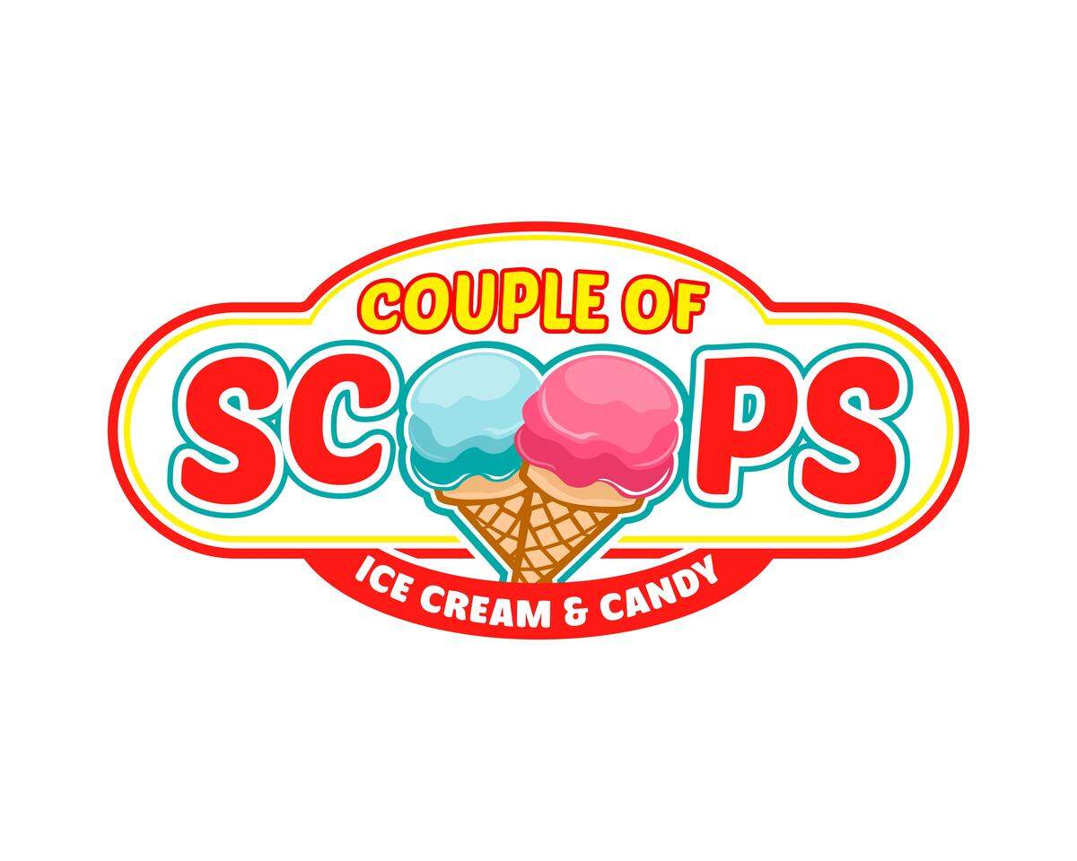 The logo for Couple of Scoops, a new ice cream shop coming to Gig Harbor, Wash.