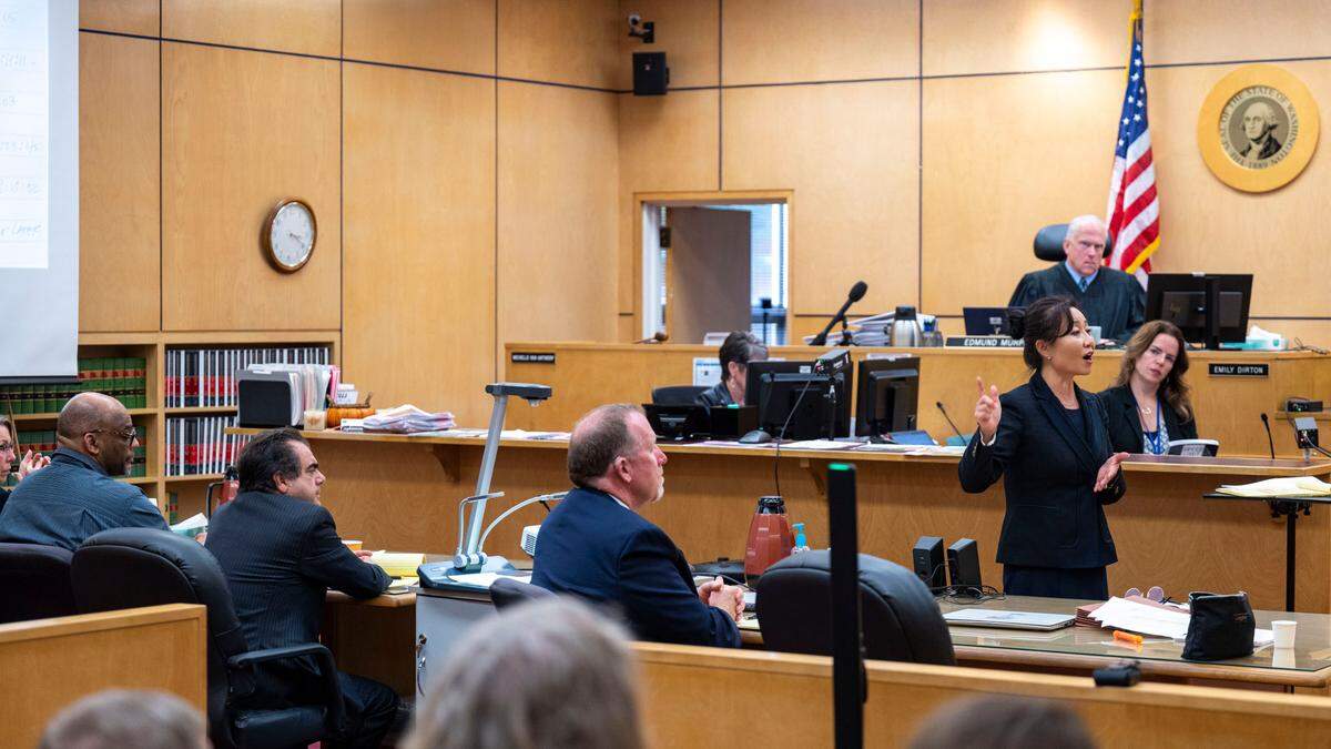 Sunni Ko, a Pierce County deputy prosecuting attorney, offers the prosecution’s rebuttal during the closing arguments of Dorcus Allen’s first-degree murder trial on Monday, Oct. 31, 2022, in Pierce County Superior Court in Tacoma.