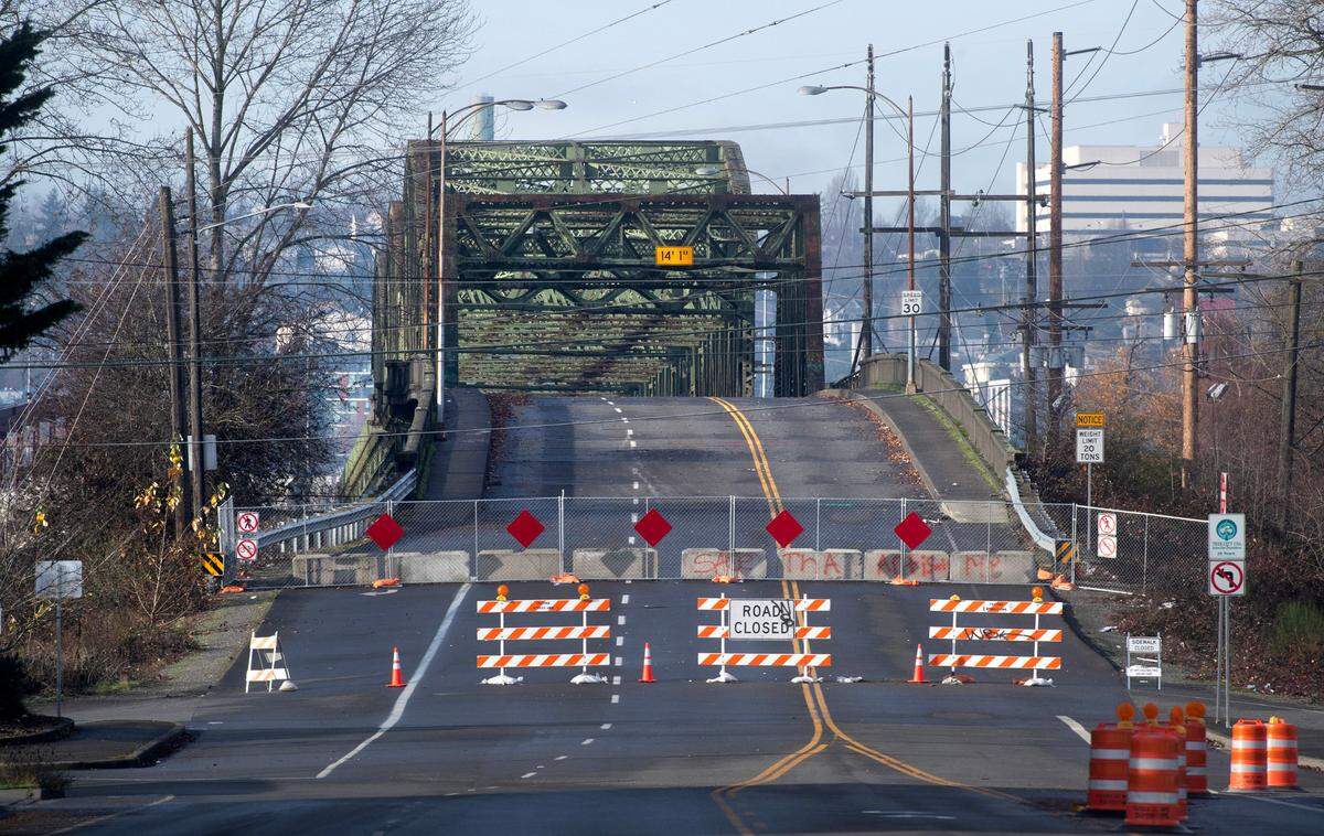 The Fishing War Memorial Bridge in Tacoma, Washington, on Friday, Dec. 15, 2023.