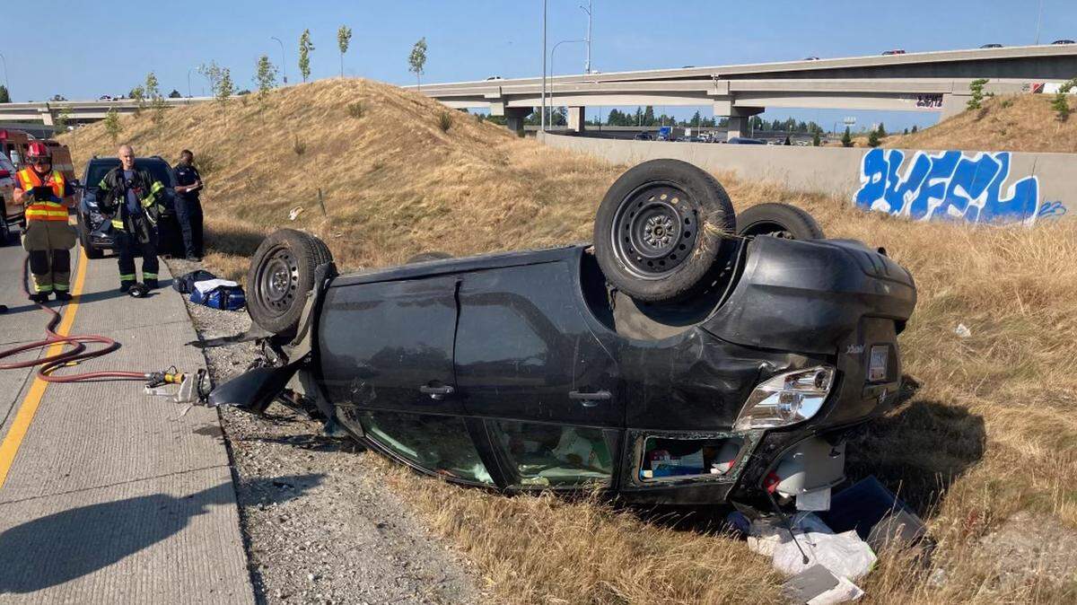 A 60-year-old woman from Port Angeles was killed Friday evening when her vehicle left the road and rolled as she was exiting eastbound state Route 16 onto southbound Interstate 5 in Tacoma.