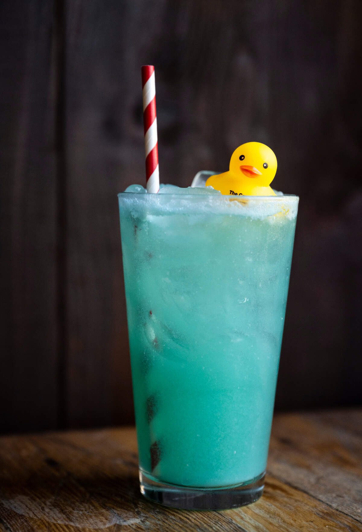 Ducks in a Row is The Coaster Bar’s take on a Blue Hawaiian, featuring Blue Chair Bay coconut rum, pineapple and the essential blue curacao. It’s served in a pint glass with a miniature rubber duck, which guests are encouraged to keep.