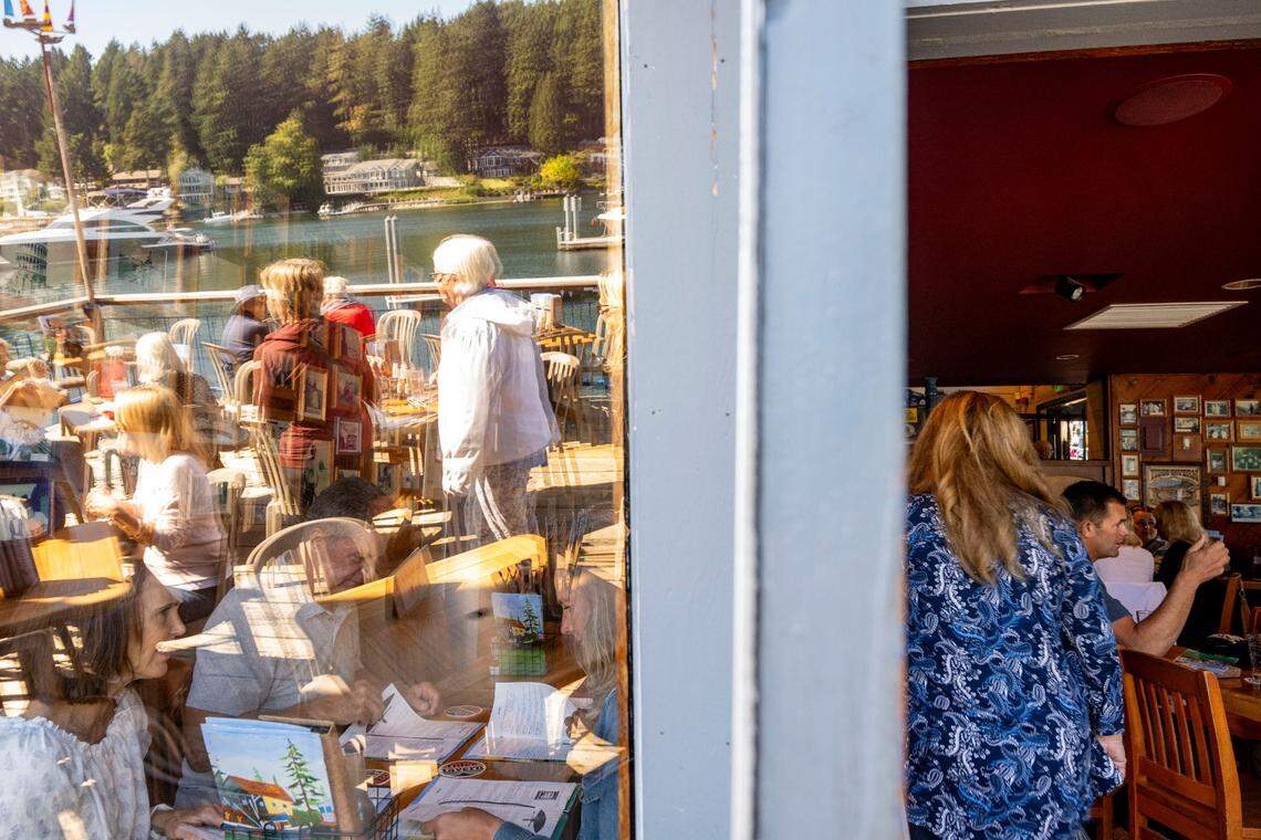 The deck has 18 tables, and they are almost always full on a sunny, temperate day at The Tides.