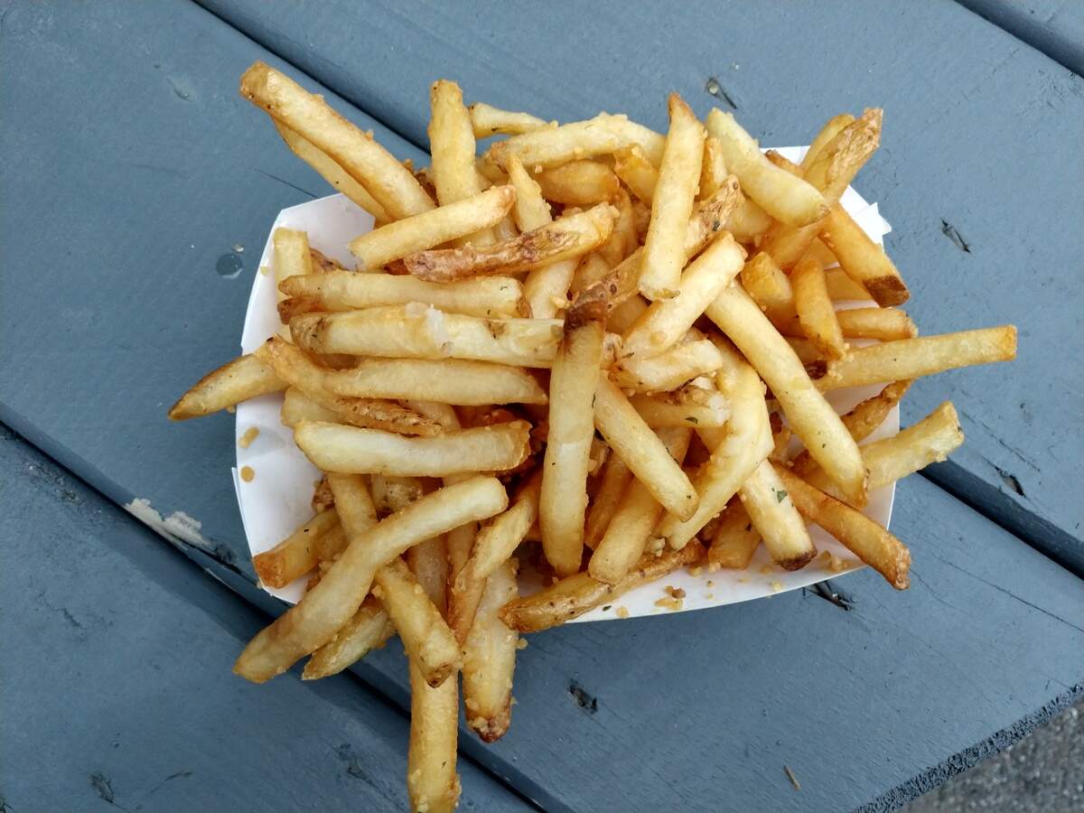 Garlic fries at Cheney Stadium.