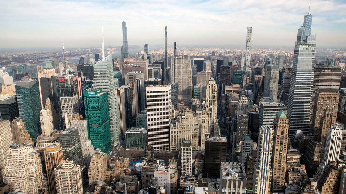 The uptown Manhattan skyline is seen from the observatory of the Empire State Building in New York City on Wednesday, January 12, 2022. Paul G. Allen’s art collection will be auctioned at the Rockefeller Center on Nov. 9 and Nov. 10.