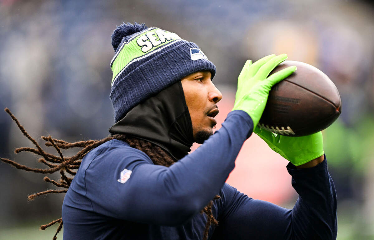 Seattle Seahawks safety Rayshawn Jenkins (2) warm up before the game against the Arizona Cardinals at Lumen Field, on Sunday, Nov. 24, 2024, in Seattle, Wash.