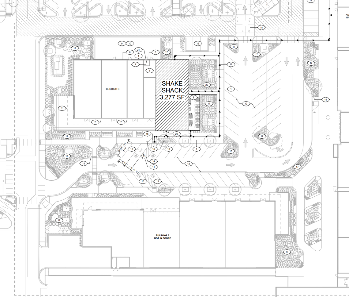 This outline filed with the City of Tacoma shows the location of the future Shake Shack.