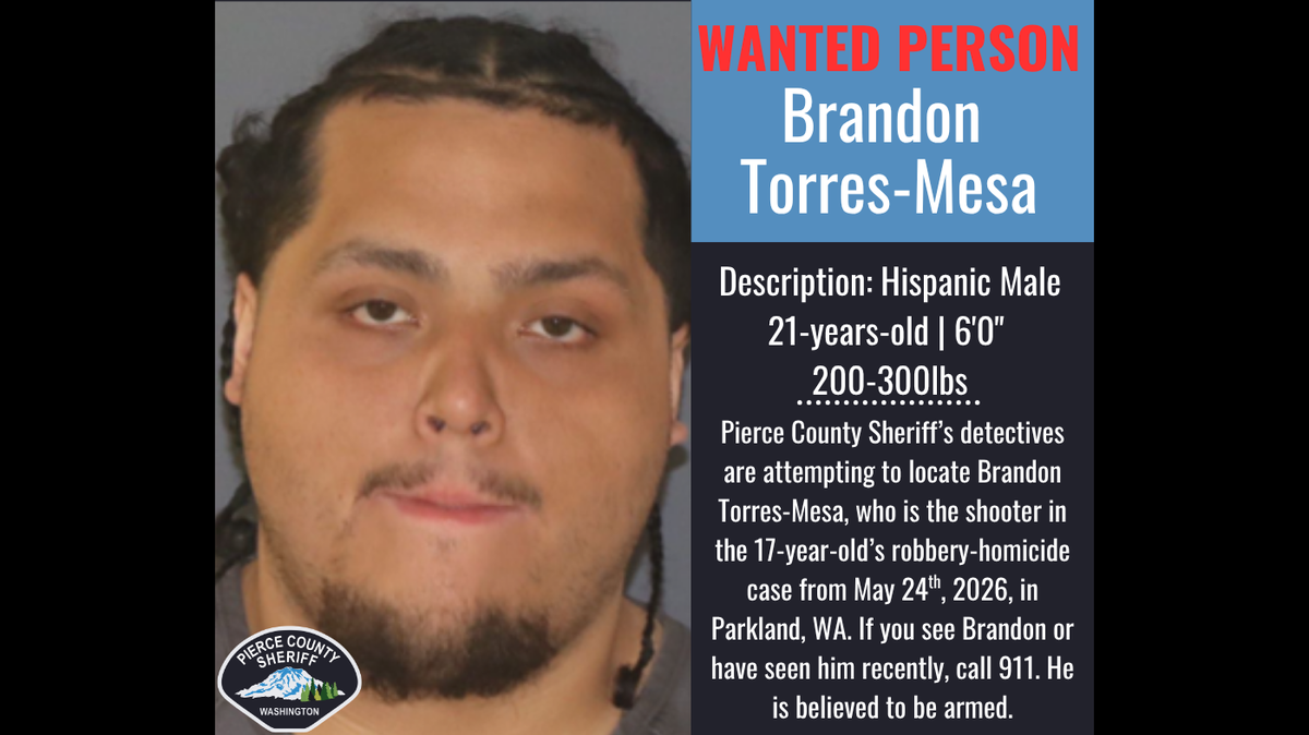 Detectives are searching for 21-year-old Brandon Torres-Mesa, the alleged shooter in the Parkland robbery-homicide case from last month.