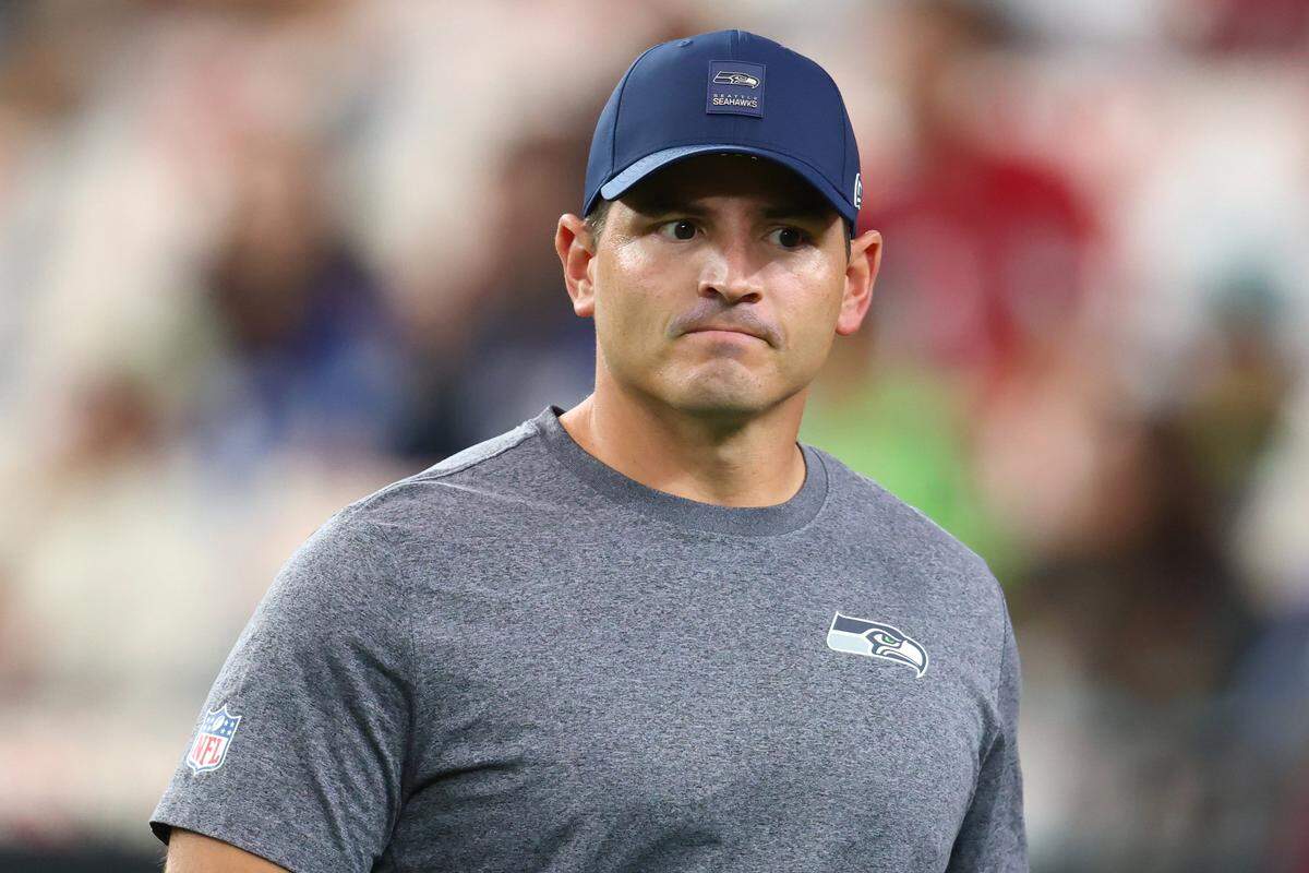Seattle Seahawks head coach Mike Macdonald looks on before the game against the Arizona Cardinals at State Farm Stadium. Mandatory Credit: Mark J. Rebilas-Imagn Images