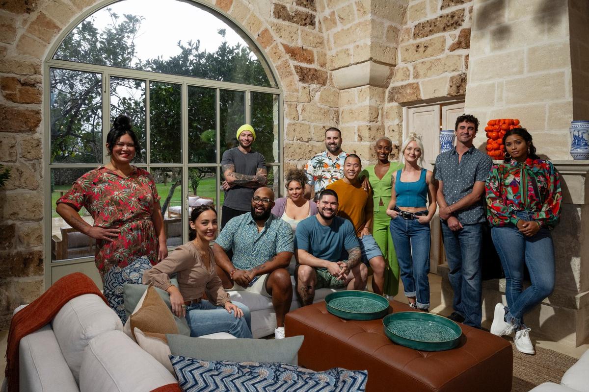 Parker, standing on left, with fellow contestants Austin Cobb, Hanna Haar, Phuoc Vo, Brittney “Stikxz” Williams, Ivan Barros, Shannon Rufo Odom, Devan Cunningham, Tiana Gee, Drew Keane, Maria Lara-Bregatta and Zev Bennett pose for a group shot during Season 2 of Food Network’s “Ciao House.”