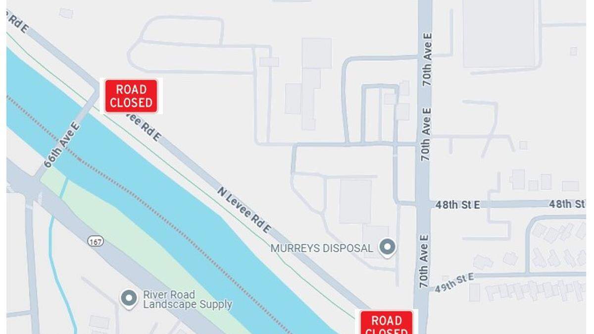 The Fife Police Department announced on X a temporary road closure on North Levee Road East between Milroy Bridge and 70th Avenue East on May 27, 2025. 