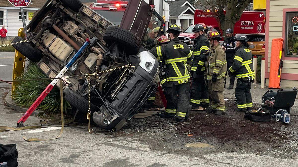 Firefighters were dispatched on Nov. 19, 2025 to a vehicle that rolled over in Tacoma.